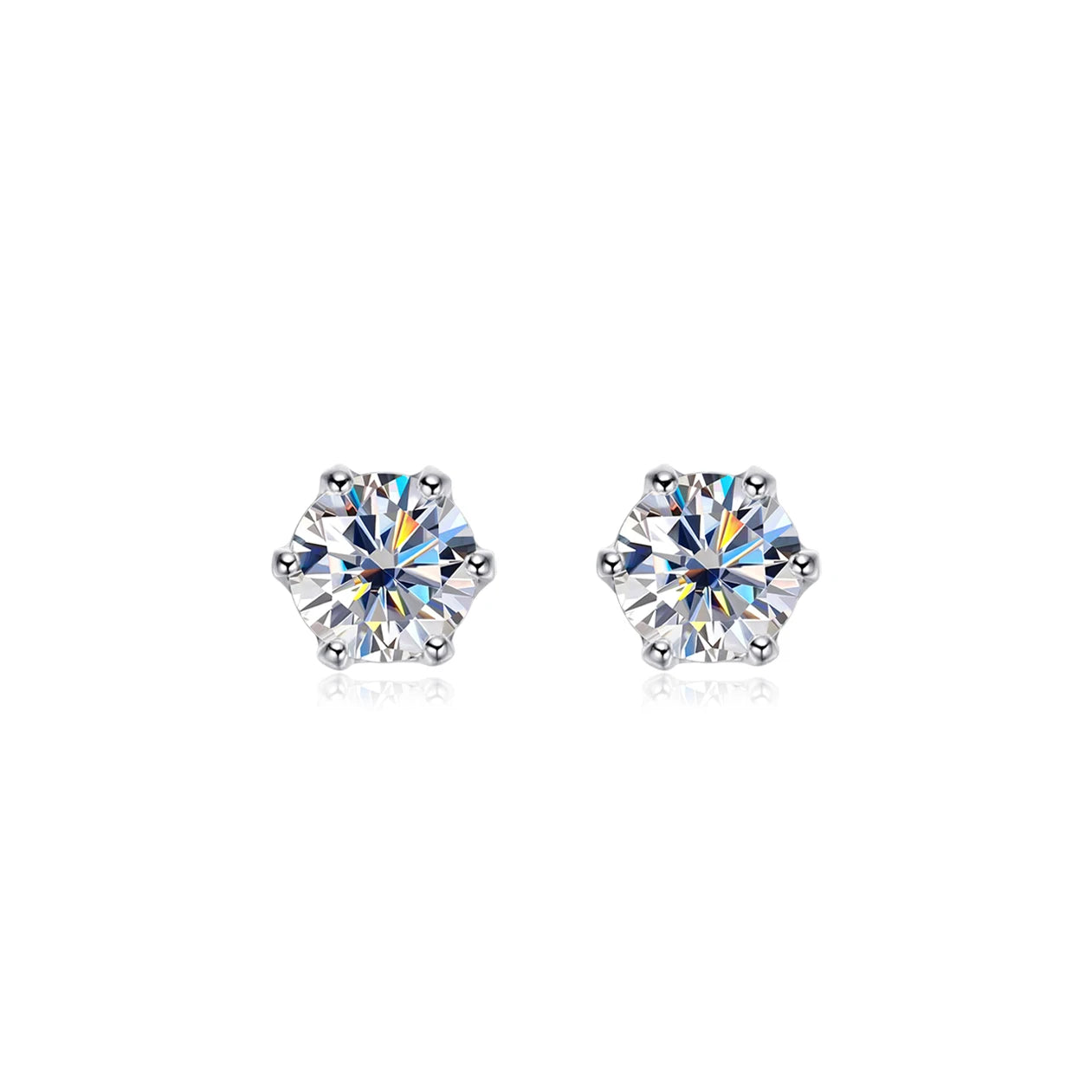 OEVAS 100% 925 Sterling Silver 0.2-2 Carat D Color Moissanite Diamond Stud Earrings For Women Sparkling Party Fine Jewelry Gifts