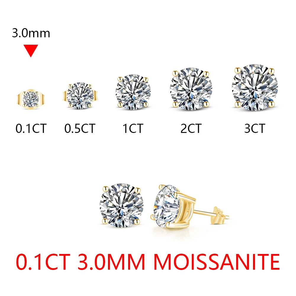 ATTAGEMS 2 Carat 8.0mm D Color Moissanite Stud Earrings For Women Top Quality 100% 925 Sterling Silver Sparkling Wedding Jewelry