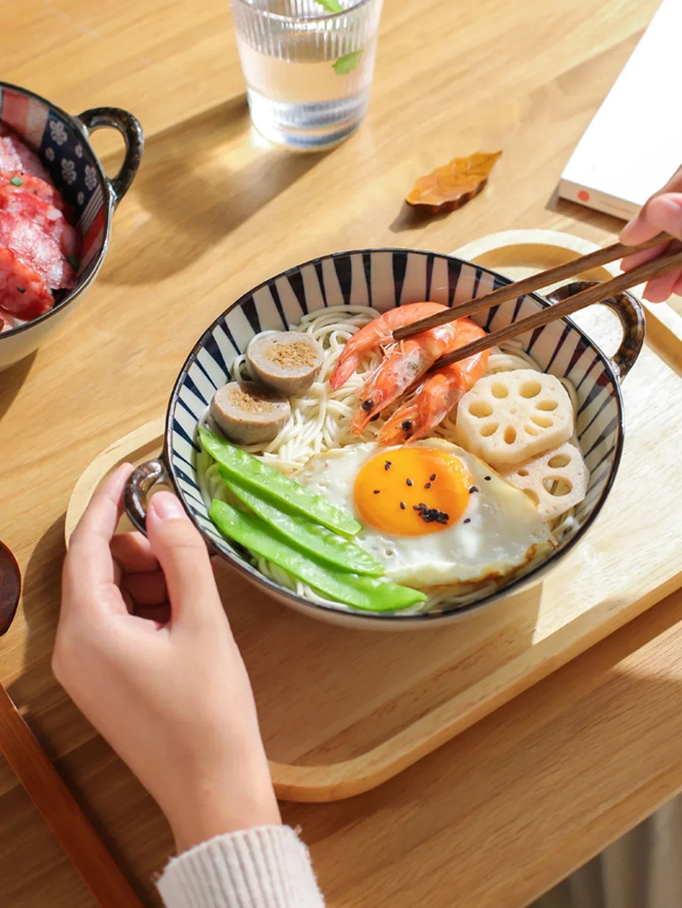 7.5inch Household Noodle Bowl Ceramic Soup Salad Pasta Bowl With Handle
