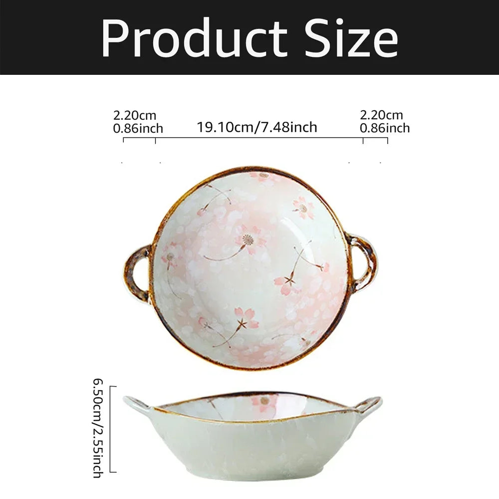 7.5inch Household Noodle Bowl Ceramic Soup Salad Pasta Bowl With Handle