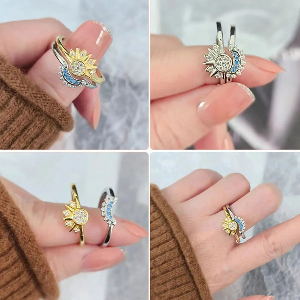 Fashion Sun Moon Star Ring