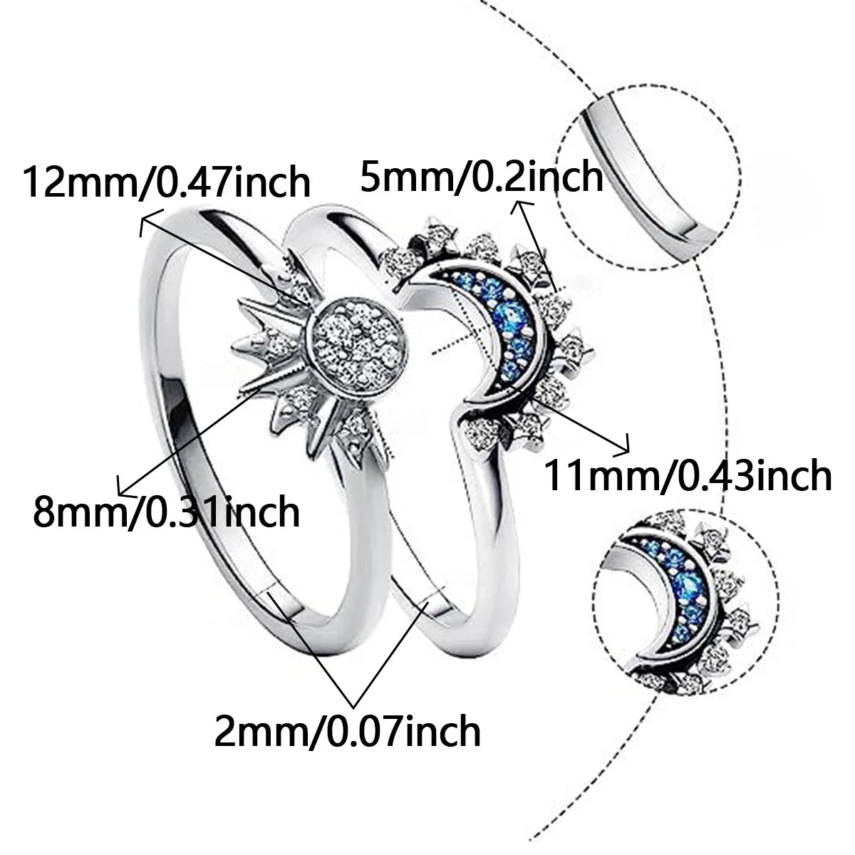 Fashion Sun Moon Star Ring