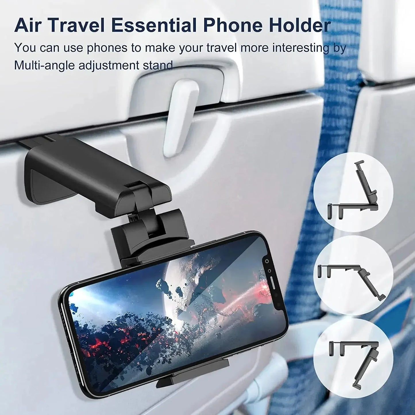 Universal 360° Foldable Airplane & Car Seat Phone Holder – Travel Stand Mount