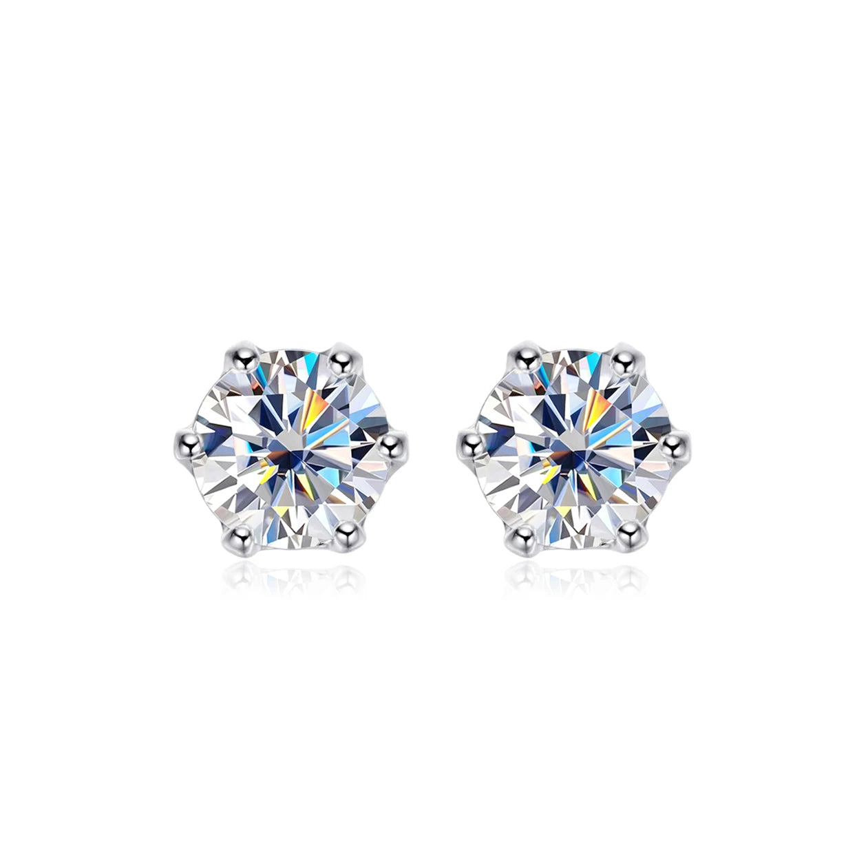 OEVAS 100% 925 Sterling Silver 0.2-2 Carat D Color Moissanite Diamond Stud Earrings For Women Sparkling Party Fine Jewelry Gifts