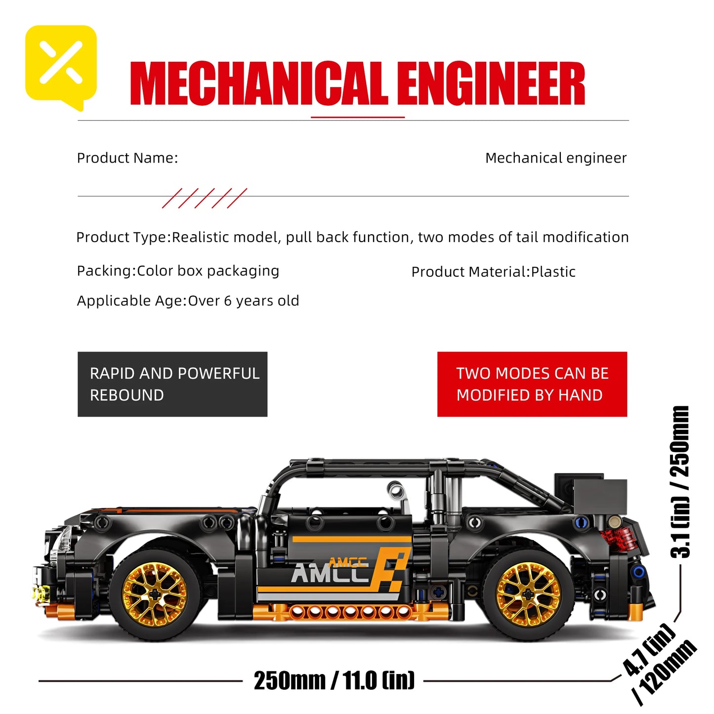 ToylinX 1:18 Sports Car – 520PCS Building Block Racing Model Toy