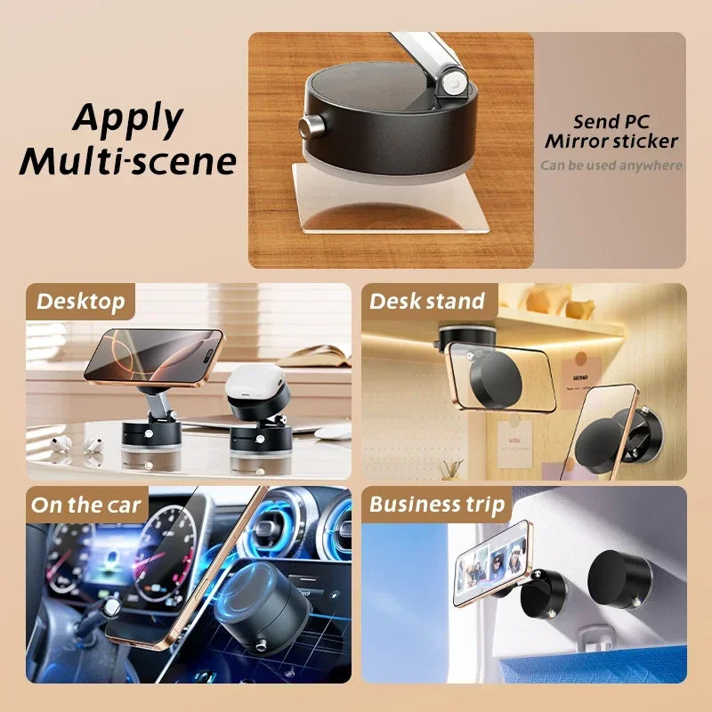 Mini Vacuum Magnetic Suction Cup Phone Holder – Foldable Stand for iPhone & Android