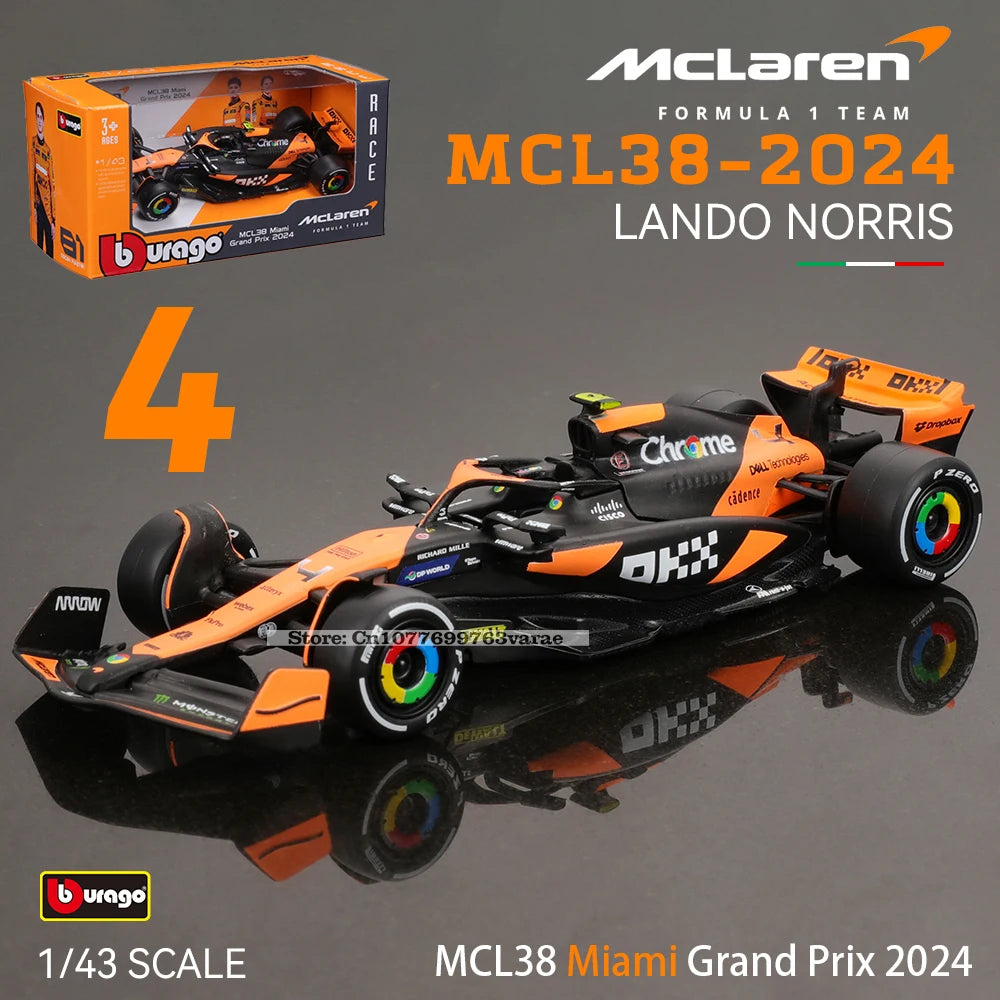 Bburago 1:43 F1 McLaren MCL38 – 2024 Monaco GP Diecast Model Car