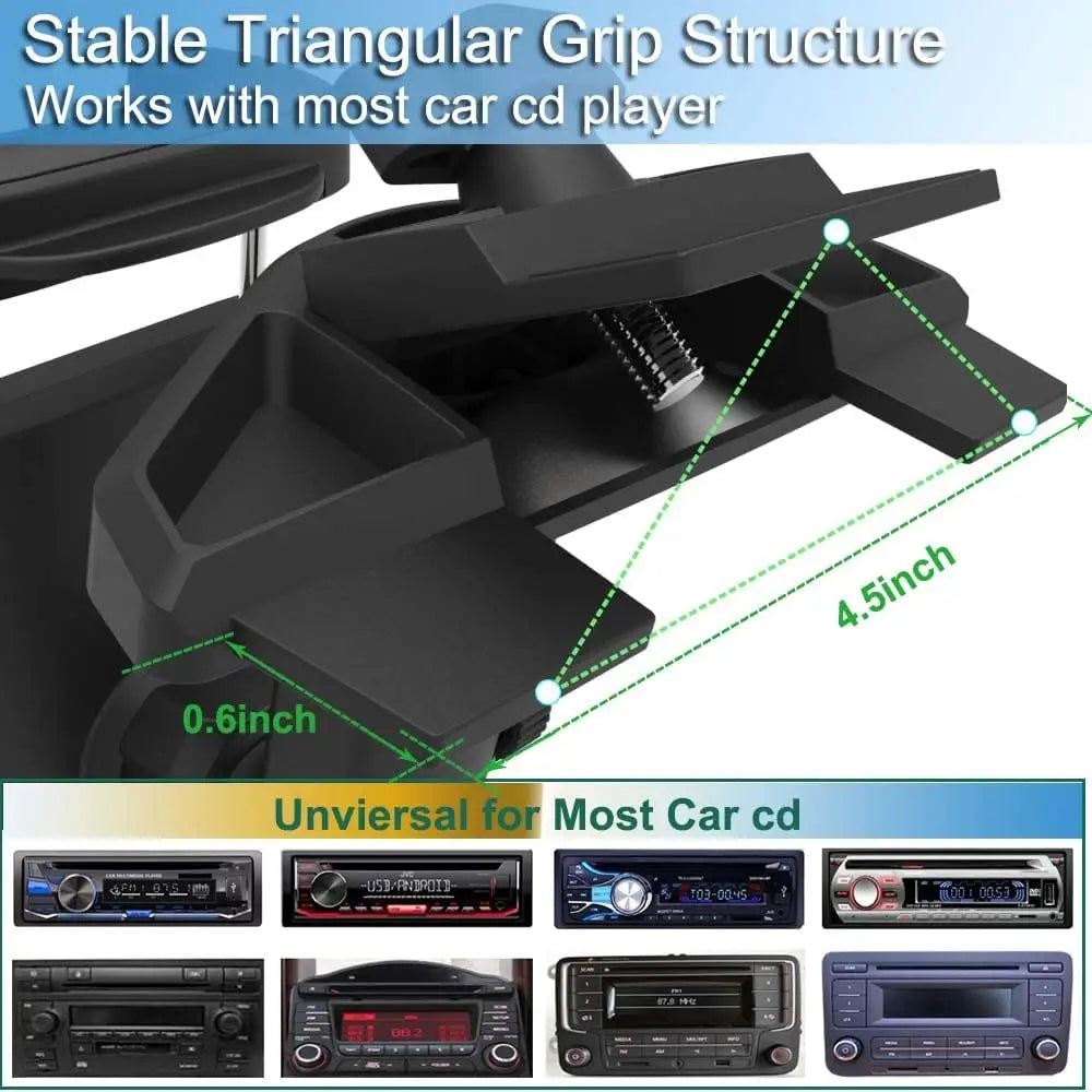 CD Slot Car Tablet & Phone Holder – Multi-Functional Snap-On Stand