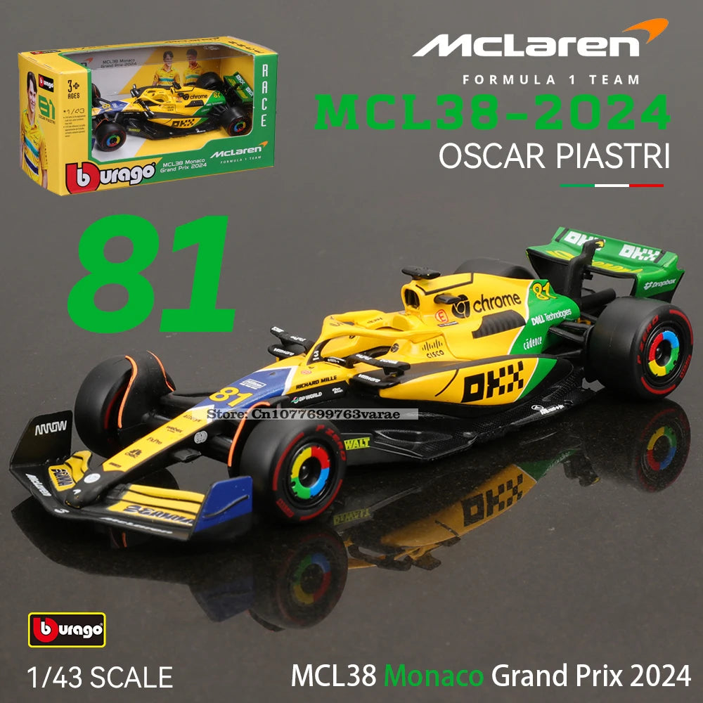 Bburago 1:43 F1 McLaren MCL38 – 2024 Monaco GP Diecast Model Car