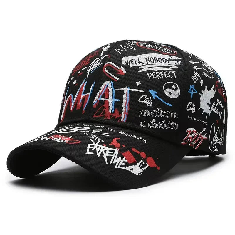 Hats Spring and Autumn Korean Version Graffiti Letter Printing Breathable Baseball Cap Men's Sun Protection Visor Outdoor Cap