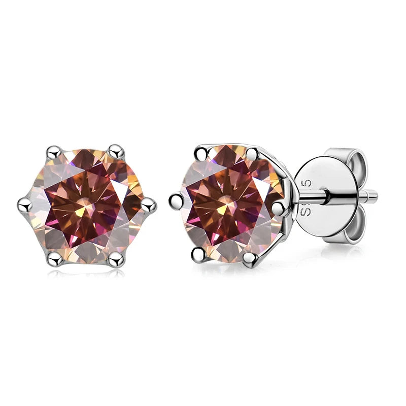 JoyceJelly 1/2/4CT VVS D Color Moissanite Russian Cut 8H8A Lab Diamond Stud Earrings For Women S925 Sterling Silver Fine Jewelry