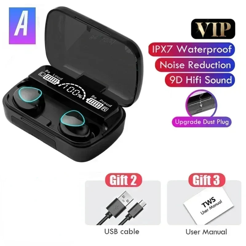 M10 Bluetooth Earphones – HiFi Stereo Wireless Earbuds with LED Display