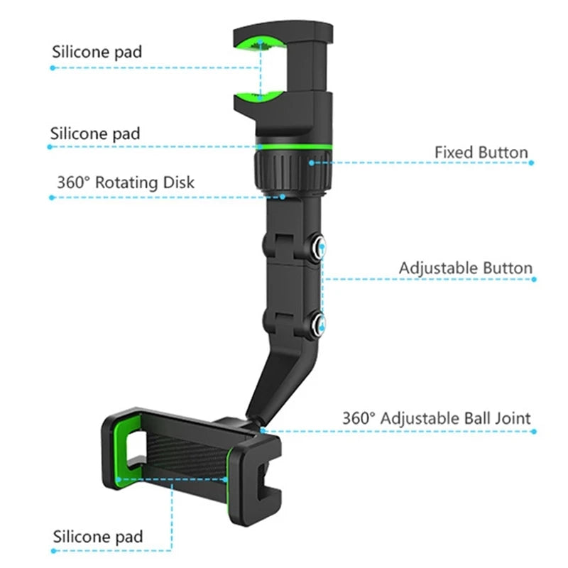 Olaf 360° Rearview Mirror Phone Holder – Multifunctional Car & Desk Stand