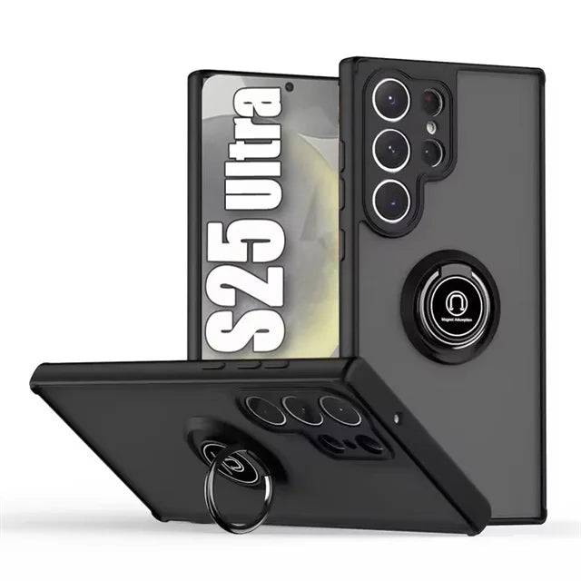 Magnetic Matte Case For Samsung Galaxy S25 S24 S23 S22 S21 S20 Ultra FE 5G S10 S9 Plus Lite Shock Proof Ring Holder Cover Funda