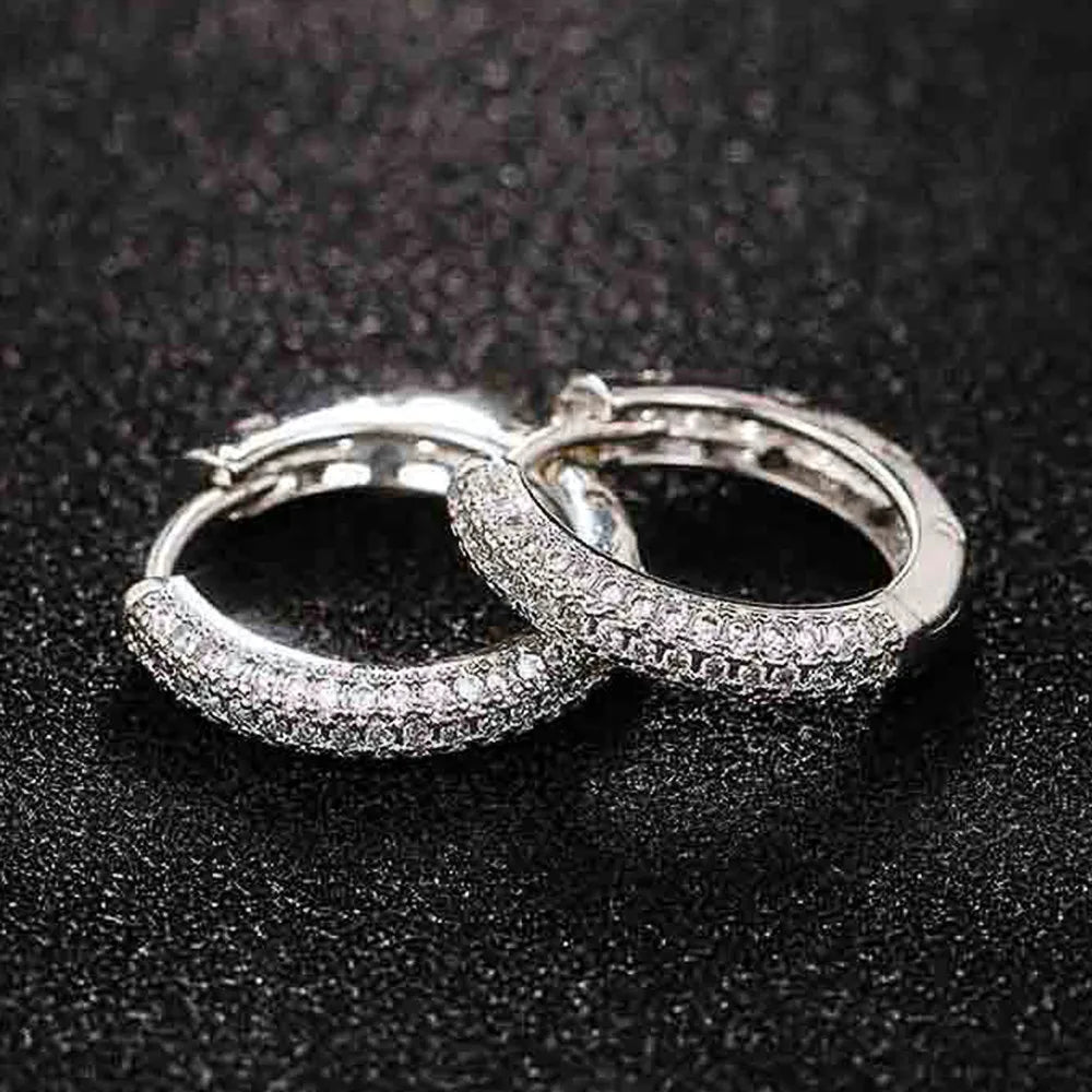 Huitan Silver Color CZ Hoop Earrings for Women Timeless Style Simple Ear Accessories for Teens Minimalist Gift Classic Jewelry