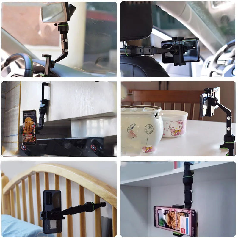 Olaf 360° Rearview Mirror Phone Holder – Multifunctional Car & Desk Stand