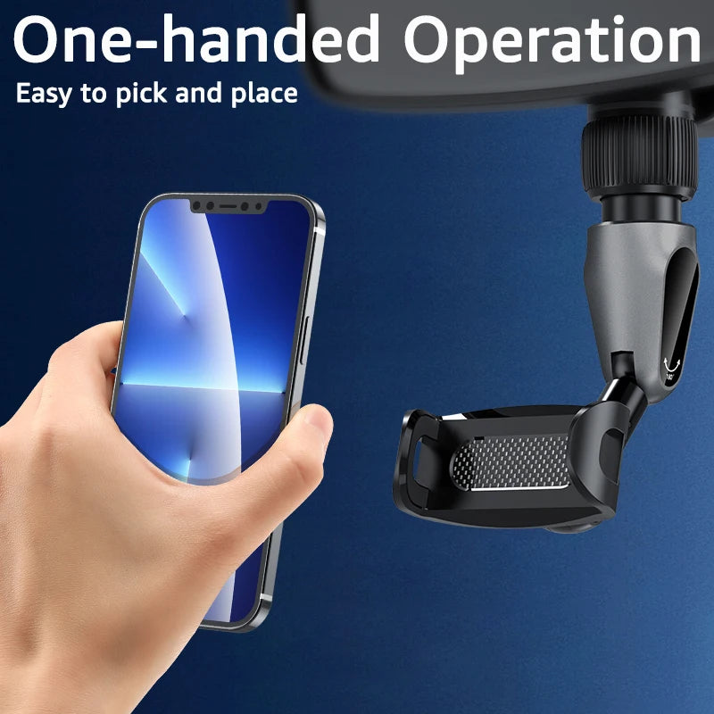 Multifunctional Rearview Mirror Phone Holder – Adjustable Car Mount & GPS Support