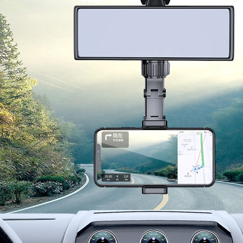 Olaf 360° Rearview Mirror Phone Holder – Multifunctional Car & Desk Stand