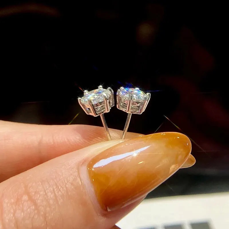 Real 0.1ct-2ct D Color Certified Moissanite Diamond Stud Earrings for Woman Gift 925 Sterling Silver Wedding Luxury Fine Jewelry