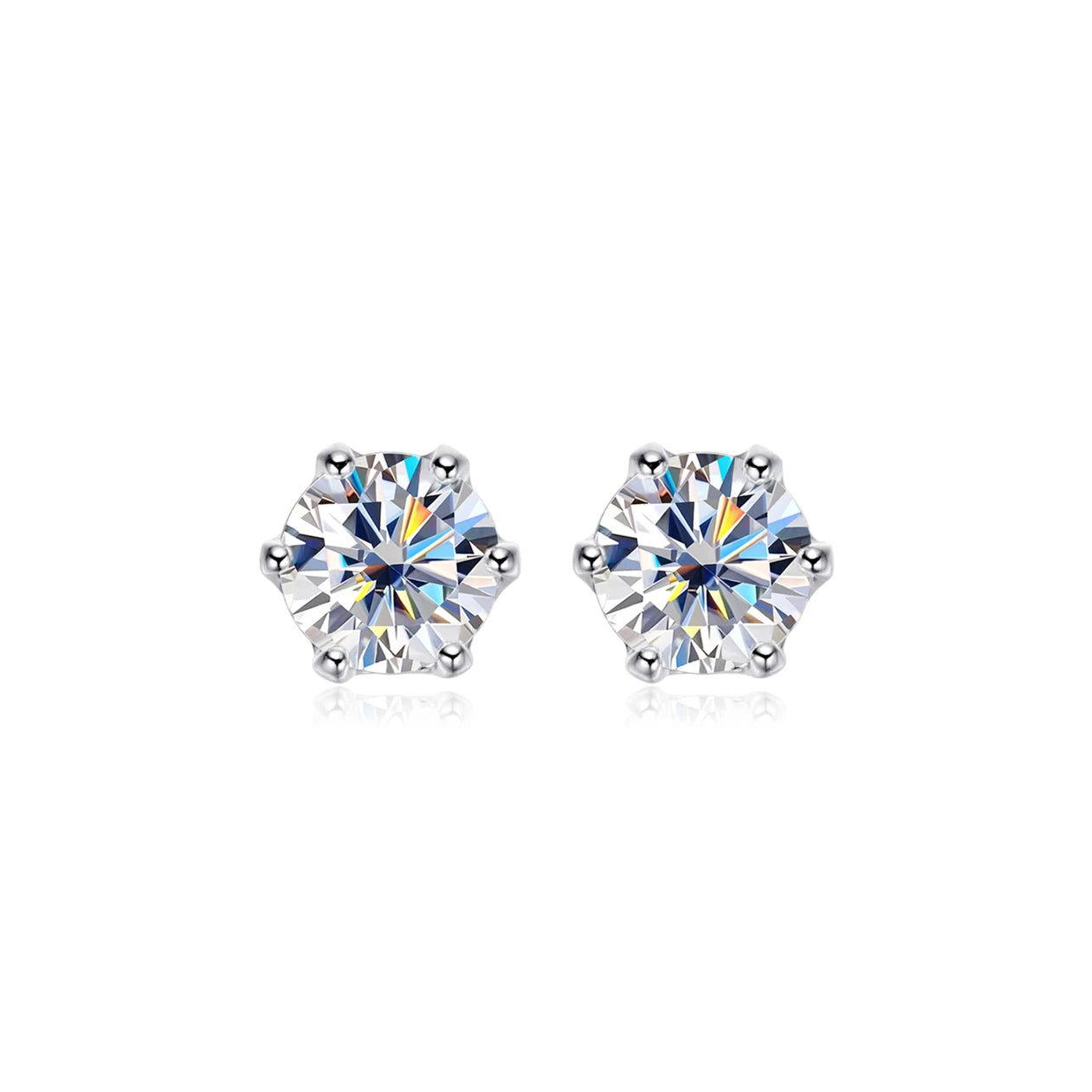 OEVAS 100% 925 Sterling Silver 0.2-2 Carat D Color Moissanite Diamond Stud Earrings For Women Sparkling Party Fine Jewelry Gifts
