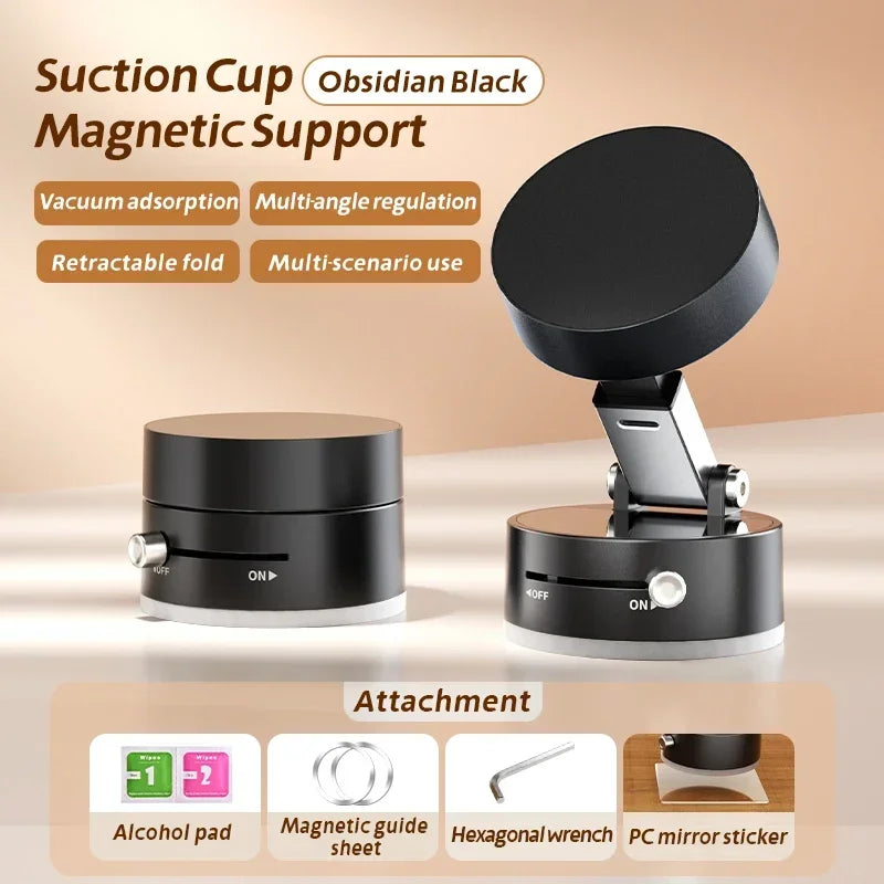 Mini Vacuum Magnetic Suction Cup Phone Holder – Foldable Stand for iPhone & Android
