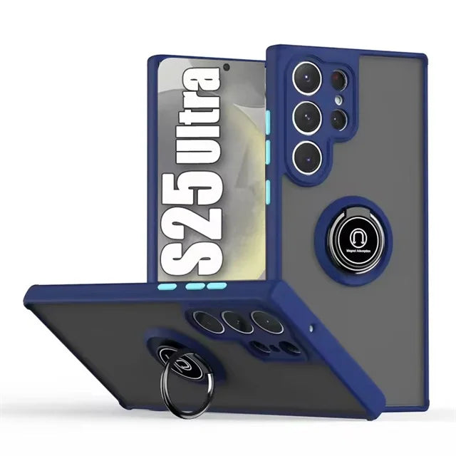 Magnetic Matte Case For Samsung Galaxy S25 S24 S23 S22 S21 S20 Ultra FE 5G S10 S9 Plus Lite Shock Proof Ring Holder Cover Funda