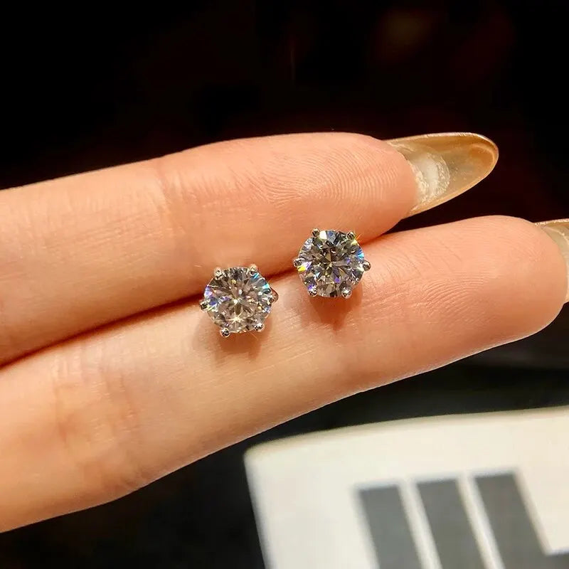 Real 0.1ct-2ct D Color Certified Moissanite Diamond Stud Earrings for Woman Gift 925 Sterling Silver Wedding Luxury Fine Jewelry