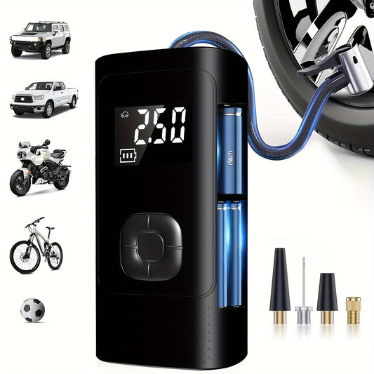 Portable Tire Inflator Pump with Digital Pressure Gauge - USB Rechargeable Air Compressor for Cars, Motorcycles, SUVs, Bikes, And Sports Balls - Large Capacity Battery Battery, LED Light, And USB Charging