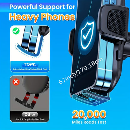 [Upgraded Car Phone Holder] TOPK D38-C Car Phone Holder Mount | Upgraded Adjustable horizontally and vertically Cell Phone Holder for Car Dashboard Compatible with All Phones