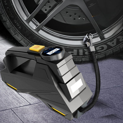 [Digital Tire Inflator] Portable Digital Tire Inflator - Carsun 12V DC Air Compressor Pump with LED Light for Cars, Motorcycles & Bicycles - Black & Gray Design, Built-in Timer, Pressure Gauge, and Secure Locking Mechanism