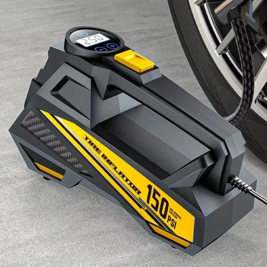 [Portable Tire Inflator] 150 PSI Digital Air Compressor Pump - Portable Tire Inflator with LED Light for Cars, Motorcycles, Bicycles - Semi-Automatic, Durable ABS Material, 12V DC Power, Non-Waterproof