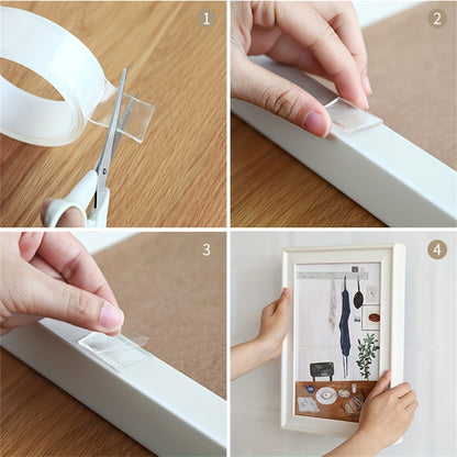 6 Rolls Nano Double-Sided Tape, Hook And Loop Tape, Transparent Mounting Tape. Reusable, Washable, Traceless, Multipurpose Adhesive. Ideal for Indoor/outdoor Use. Essential Home Item, Versatile Gift.