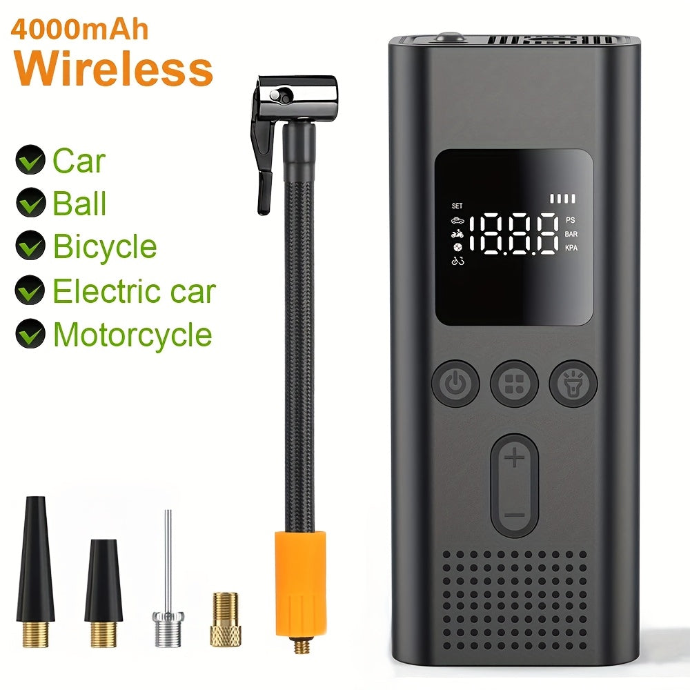 [150PSI Smart Pump] 150PSI Wireless One-button Smart Tire Pump, Portable Digital Display Air Amplifier | Multi-function Air Pump, LED Light, Suitable For Cars, Bicycles, Motorcycle Tires, Balls