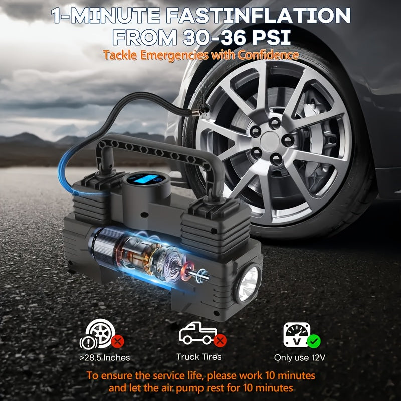 Portable Tire Inflator, 12V 150 PSI, Handheld Pump with Digital Pressure Gauge, USB Rechargeable, for Car, Motorcycle, Bicycle, Balls, And Sports Equipment, Cars, Inflatable Mats, Swimming Rings, Kayaks