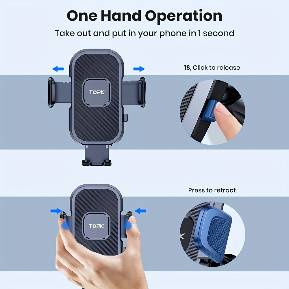 [Upgraded Car Phone Holder] TOPK D38-C Car Phone Holder Mount | Upgraded Adjustable horizontally and vertically Cell Phone Holder for Car Dashboard Compatible with All Phones