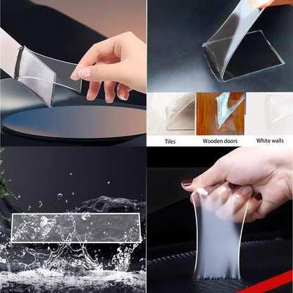 6 Rolls Nano Double-Sided Tape, Hook And Loop Tape, Transparent Mounting Tape. Reusable, Washable, Traceless, Multipurpose Adhesive. Ideal for Indoor/outdoor Use. Essential Home Item, Versatile Gift.
