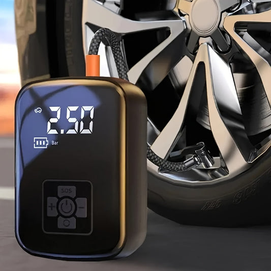Fast Cordless 1pc Tire Inflator Portable Air Compressor - Digital Display Multi-function Nozzle Adapter - Long-lasting Lithium Battery for Car Motorcycle Bicycle Tire Ball, Auto Parts