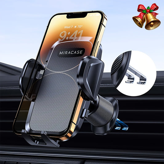 [Upgraded Car Phone Holder] Upgraded Miracase 1pc Double Metal Hook Clip Car Phone Holder - ABS Air Vent Mount Cradle, Hands-Free Compatible with iPhone Samsung Google 4.0-7.2 Inch Devices, Non-Waterproof, Ideal Christmas Gif