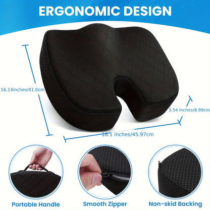 Aoshet Seat Cushion - Memory Foam Cushion for Office Chair, Car Seat, Airplane, Bleacher - Sciatica & Hip & Coccyx relax Desk Chair Cushion for Long Sitting Office Workers, Car Drivers