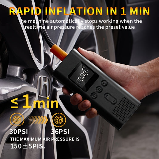 Tire Inflator Portable Air Compressor, 150PSI&4000mAh Portable Air Compressor With Accurate Pressure Gauge, Wireless Air Pump With 2X Faster Inflation Speed Can Be Used For Motorcycle Ball Class