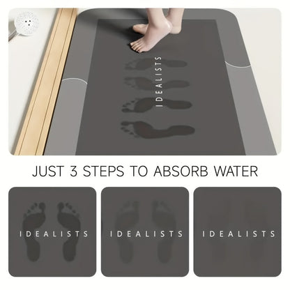 Large Super Absorbent Diatomite Bath Mat - Quick Dry, Non-slip And Water-absorbing Floor Mat, Soft And Comfortable Bathroom Mat, Suitable for Bathroom, Shower, Laundry Room, Bedroom, Living Room, Doorstep Mat, Kitchen Floor M