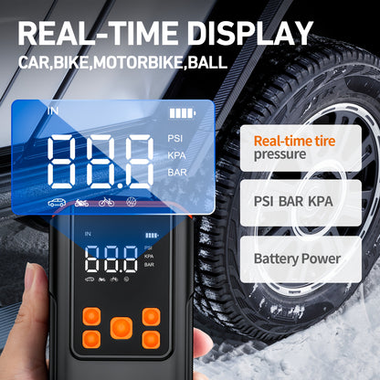 Tire Inflator Portable Air Compressor - 150PSI Air Compressor with Tire Pressure Gauge, LED Light, High-capacity And 3X Faster Portable Air Pump Suitable for Cars, Bikes & Motorcycle Tires, Balla