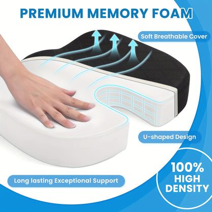 Aoshet Seat Cushion - Memory Foam Cushion for Office Chair, Car Seat, Airplane, Bleacher - Sciatica & Hip & Coccyx relax Desk Chair Cushion for Long Sitting Office Workers, Car Drivers