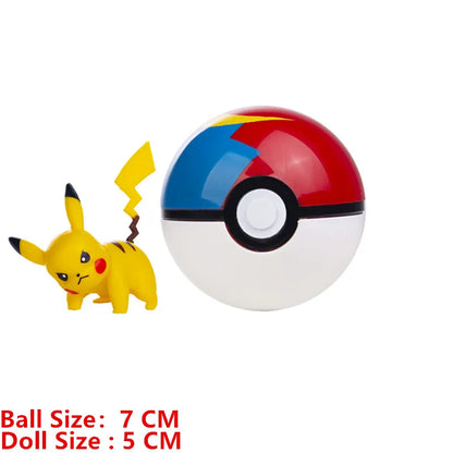 Pokemon Pokeball With Cartoons Movie Anime Figure Pikachu Charmander Eevee Squirtle Vulpix Quality Pet Action Model Toys Gifts