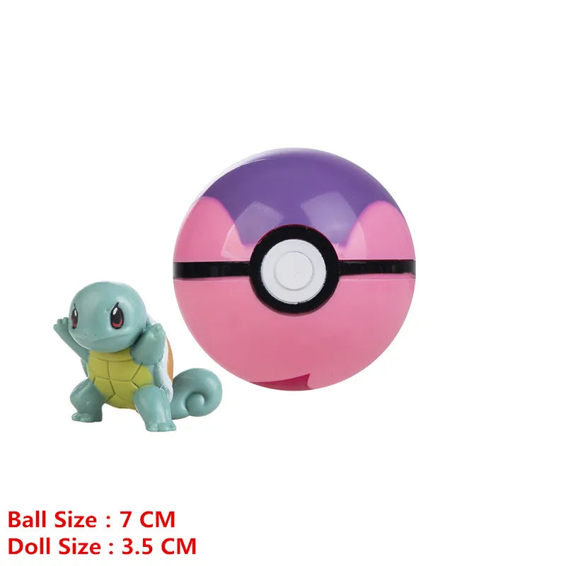 Pokemon Pokeball With Cartoons Movie Anime Figure Pikachu Charmander Eevee Squirtle Vulpix Quality Pet Action Model Toys Gifts