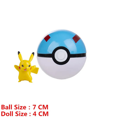 Pokemon Pokeball With Cartoons Movie Anime Figure Pikachu Charmander Eevee Squirtle Vulpix Quality Pet Action Model Toys Gifts
