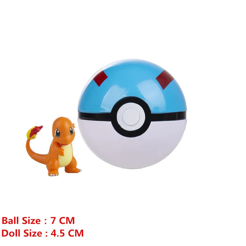 Pokemon Pokeball With Cartoons Movie Anime Figure Pikachu Charmander Eevee Squirtle Vulpix Quality Pet Action Model Toys Gifts