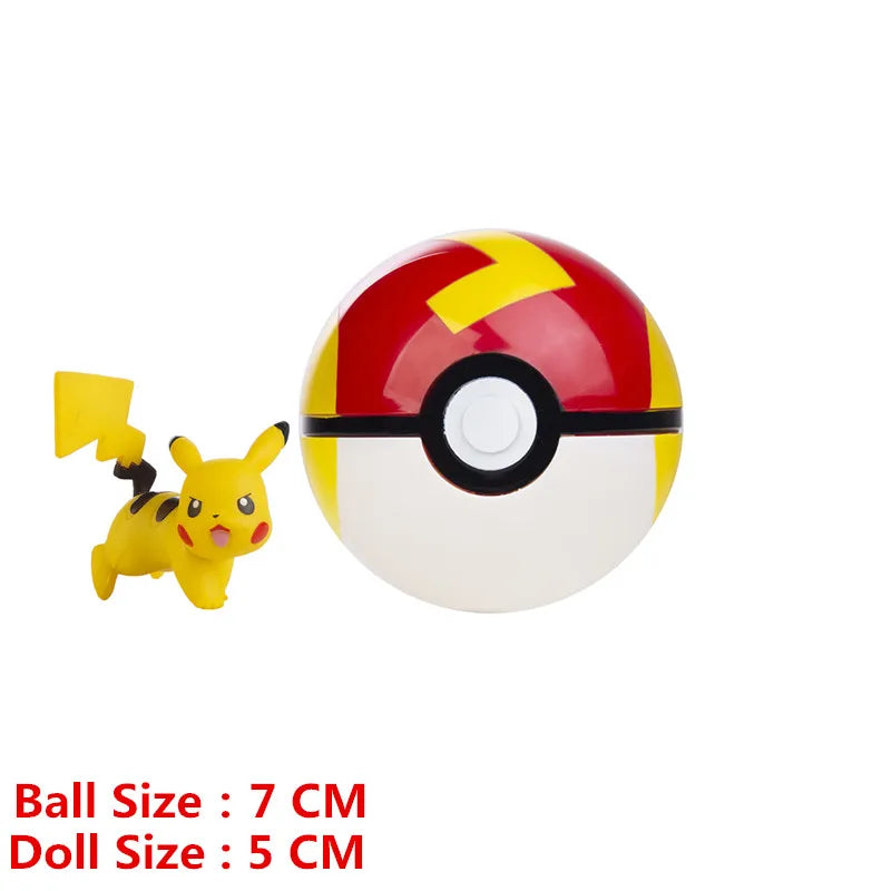 Pokemon Pokeball With Cartoons Movie Anime Figure Pikachu Charmander Eevee Squirtle Vulpix Quality Pet Action Model Toys Gifts