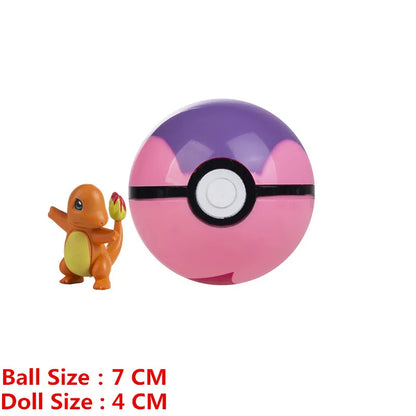 Pokemon Pokeball With Cartoons Movie Anime Figure Pikachu Charmander Eevee Squirtle Vulpix Quality Pet Action Model Toys Gifts
