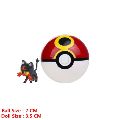 Pokemon Pokeball With Cartoons Movie Anime Figure Pikachu Charmander Eevee Squirtle Vulpix Quality Pet Action Model Toys Gifts
